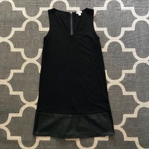 Splendid Black Dress with Leather Block Hem